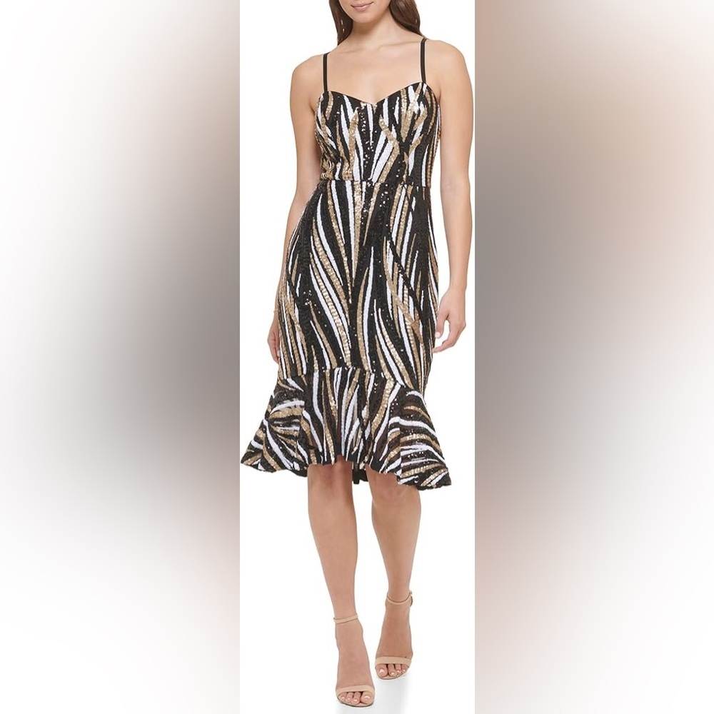 GUESS Women's Sequin Mesh Midi Dress Size 6